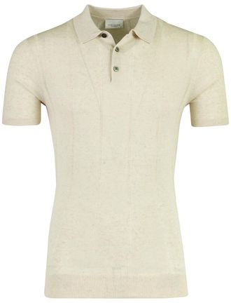 Profuomo Beige polo Profuomo beige katoenblend 3 knoops