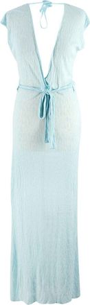 Melissa Odabash Light Blue Fine Knit Beach Cover Up Maxi Dress Size S