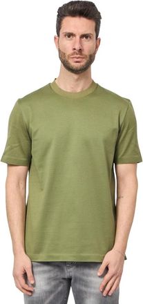 HUGO BOSS Groene T-shirt van Gekamd Katoen - Heren - T-shirts - Groen - 3XL - Katoen - Tops