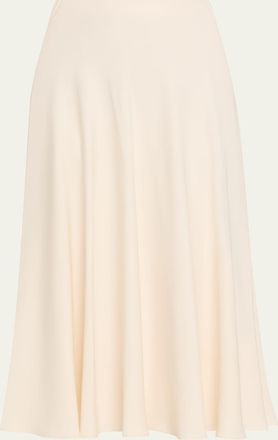 Loro Piana Erika Silk-Wool Cady Midi Skirt