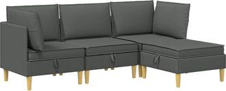 vidaXL Juego De Sof&aacute; Modular Con Almacenamiento 4 Uds. Gris Oscuro Vidaxl