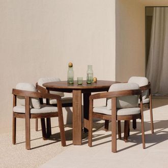 Sklum Set De Mesa Redonda &Oslash;110 Cm Y 4 Sillas De Jard&iacute;n En Madera De Acacia Uleno Sklum