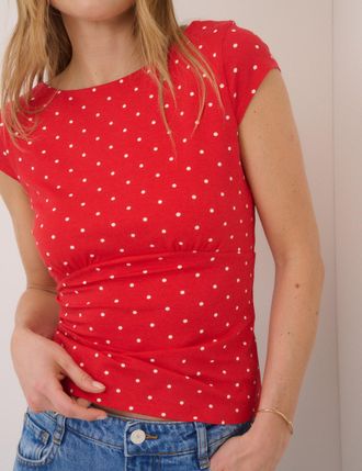 Nobody's Child Red Polka Dot Scoop Back Top