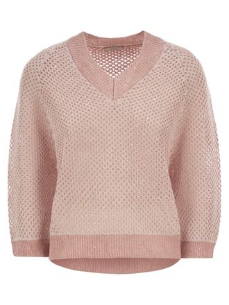 PESERICO Peserico Netzoberteil mit V-Ausschnitt aus Leinen und Baumwolle