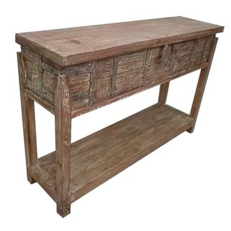 Wanderlust Deco Recibidor de madera acabado artesanal marr&oacute;n 144x39x93 cm