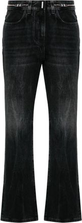 Givenchy Jeans met logoplaatje en bootcut-pijpen - Dames - Cropped Jeans - Zwart - W27 - Katoen - Jeans