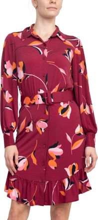 London Times Collared Button Down Elastic Cuff Ity Dress