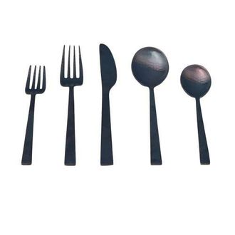 Be Home Hammered Black Flatware Set at Nordstrom