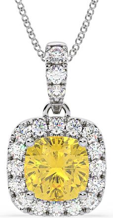 The Diamond Store Beatrice Yellow Lab Diamond Cushion Cut Necklace 1.38ct in 18K White Gold - Elara Collection