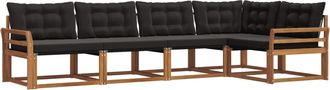vidaXL Conjunto De Sof&aacute;s De Exterior 5 Uds. Natural Y Negro Vidaxl