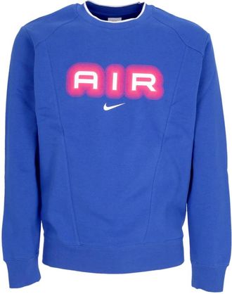 Nike Air Fleece Crewneck Sweatshirt Game - Heren - Sportshirts - Blauw - S - Katoen - Fitness
