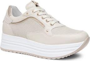 Nero Giardini Perfed Platform Sneaker in Beige/khaki at Nordstrom Rack, Size 9Us / 39Eu