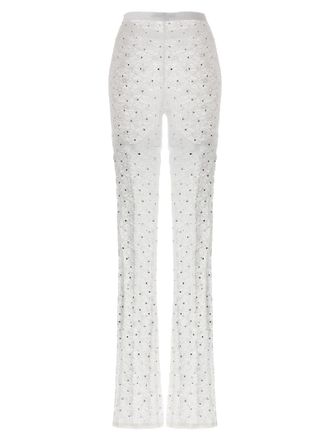 Alessandra Rich Rhinestone-Embellished Leggings - White