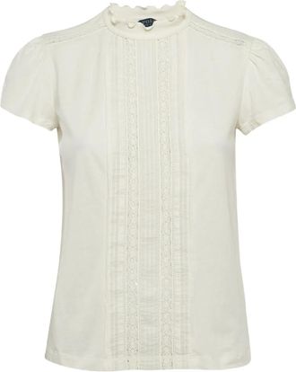 Ralph Lauren T-shirt con bordo in pizzo - Toni neutri