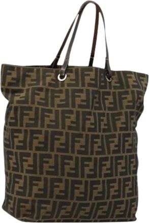 Fendi Pre-owned Tote Bags, female, Brown, Size: ONE SIZE Pre-owned Vintage Zucca Canvas Tote Bag