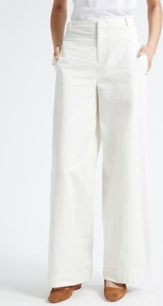 Vince Cotton Utility Wide Leg Pants in Bone at Nordstrom, Size 00