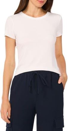 Halogen Rib Knit Jersey T-Shirt in New Ivory at Nordstrom Rack, Size X-Small