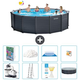 Intex Piscina Graphite Panel Redonda - 478x124 Cm - 9-piezas S530