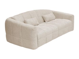 Vente-Unique Sof&aacute; cama 4 plazas expr&eacute;s en tela boucl&eacute; beige - Cama 160 cm - Colch&oacute;n 16 cm RETUNA