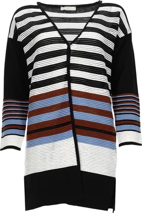 Beatrice .B V-Neck Cardigan with Striped Design and Relaxed Fit