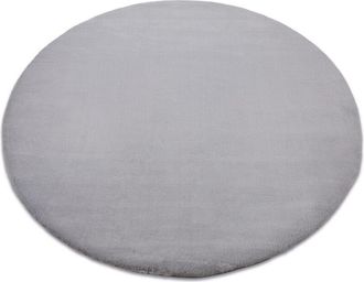 RugsX Rugsx - Alfombra Bunny C&iacute;rculo Plateado Imitaci&oacute;n De Piel De Conejo Grey Circulo 160 Cm