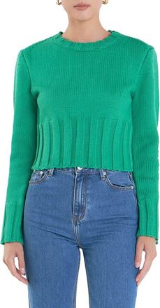 English Factory Cutout Crop Sweater in Green at Nordstrom, Size X-Small