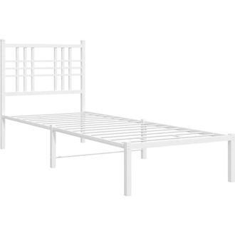 vidaXL Metal Bed Frame without Mattress with Headboard White 80x200cm Vidaxl