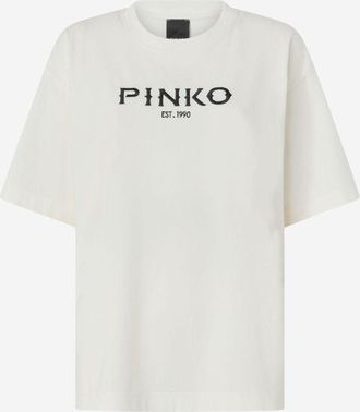 Pinko Pinko Baumwoll-T-Shirt mit Logo-Print
