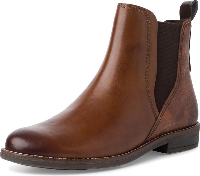 Chelsea Boots Damen Cognac Leder Marco Tozzi Stiefelette Muscat