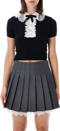 Self Portrait Lace Detail Knit Top