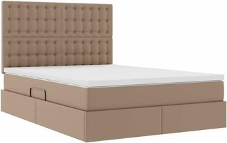 vidaXL Bed with LED Strip Lights Cappucino 140 x 190 cm PVC vidaXL