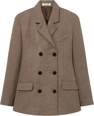 Mark Kenly Domino Tan Joni Wool Blend Double-Breasted Jacket - female - Mark Kenly Domino Tan - Blazers - Brown - M - Jackets