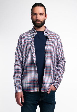 Eterna Langarmhemd ETERNA REGULAR FIT, Herren, Gr. XXL, N-Gr, burgunder, Flanell, 70% Baumwolle, 30% Lyocell, normal, Manschette, Hemden Langarmhemd, EASY IR