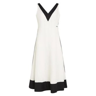 Karl Lagerfeld Midi Dresses, female, White, Size: S V-neck Midi Dress