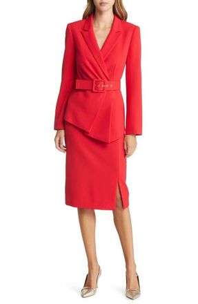 Tahari by ASL Nested Belted Jacket and Skirt in Red at Nordstrom, Size 10