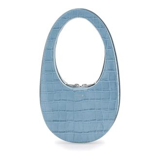 Coperni Swipe Blue Mini Handbag With Logo Lettering On The Front And Embossed Crocodile Effect In Leather Woman
