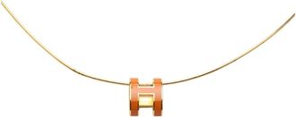 Herm&egrave;s 2000-2020 vergulde halsketting met emaille Pop H-hanger - Goud