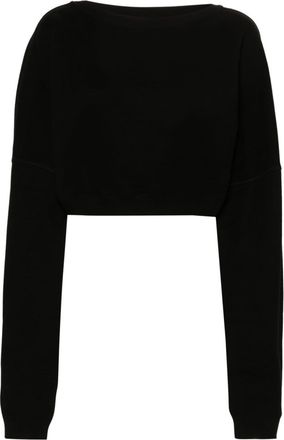 Saint Laurent cropped cotton sweatshirt - women - Cotton - M - Black