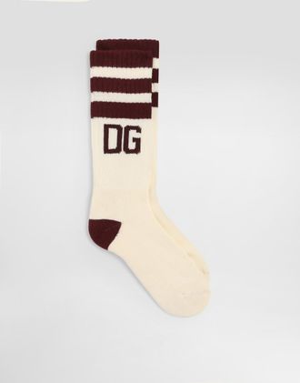 Dolce & Gabbana Short Ribbed Cotton Socks - Man Multicolor Xl
