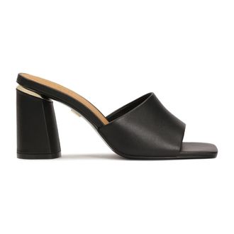 Kazar Zwarte muilen op een paal met een vierkante voorkant - Dames - Muiltjes - Zwart - 35 EU - Leer - Schoenen