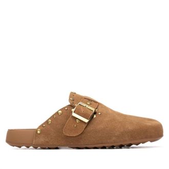 Xti Womens Suede Clog Shoes In Camel