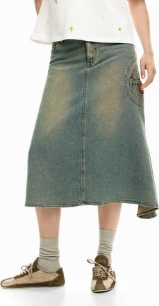 Desigual Asymmetric A-Line Denim Skirt in Blue at Nordstrom, Size X-Large