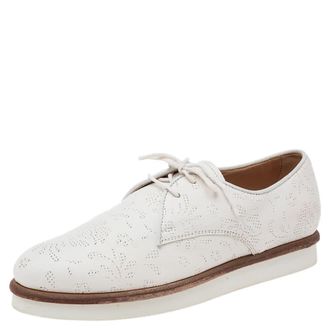 Tod's Tods White Laser Cut Leather Lace Up Derby