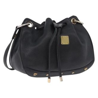 MCM Pre-owned Leren Schoudertas - Dames - Pre-owned - Zwart - Maat: ONE Size Leer