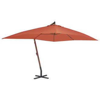 Berkfield Home Cantilever Umbrella with Wooden Pole 400x300 cm Terracotta in Brown