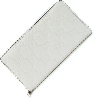 Gucci Light Gray Leather Long Wallet (Bi-Fold) (Pre-Owned)