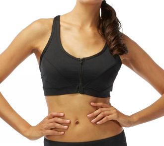 Coco Reef Barbados D-Cup Pure Racer Back Zip Front Underwire Bikini Top In Black