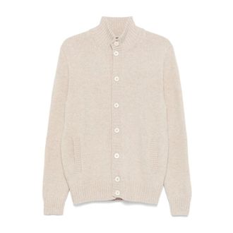 Zanone Cardigans, male, Beige, Size: M Ivory Cardigan Sweaters Heavy Buttons
