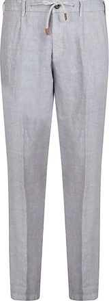 Eleventy Heren, Broeken, Blauw, Maat: W36 Linnen