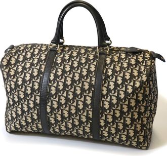 Dior Navy Canvas Leather Boston Bag (Pre-Owned)